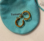 Tiffany & Co 14k gold and diamond Hoop Earrings